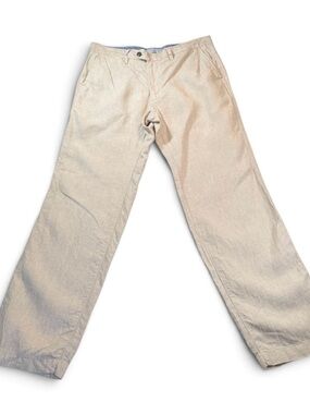 M&S Collection Tailored Mens 100% Linen Trousers Pants Ecru Beige 34x31